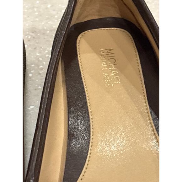 Michael Kors Moccasin Flat Ballet Shoes Women Size 6M Brown Leather Studded Logo - Picture 7 of 8